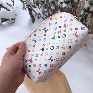 Louis Vuitton White multicolor cosmetic pouch PM